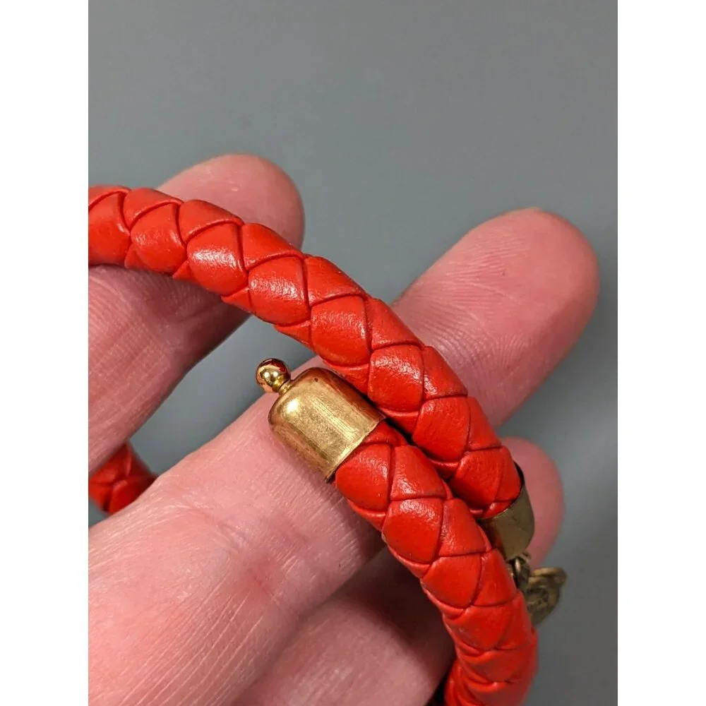 Alex Ani Orange Braided Leather Wrap Bracelet 7 inch - Picture 5 of 8